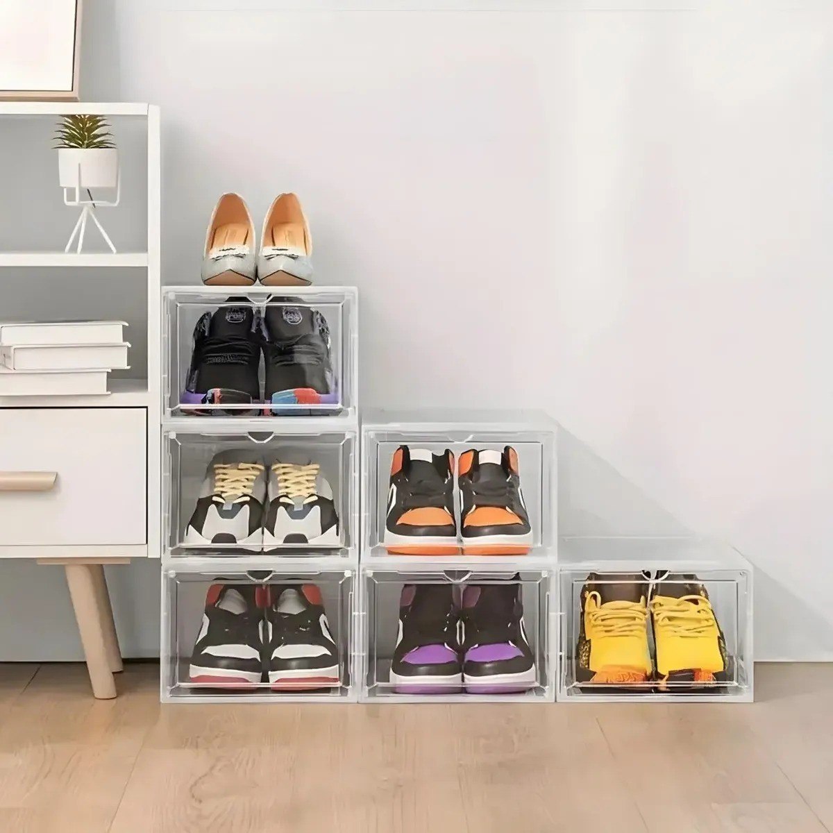 10 Caixas Sneaker Organizadora Transparente Tampa Acrílico